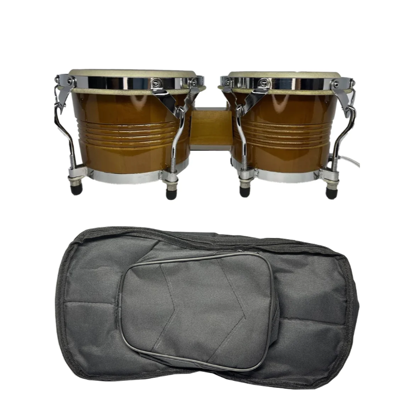 Bongos En Madera De 7.5 Y 8.5 Color Natural + Estuche

