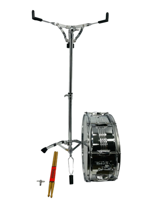 Redoblante Metálico 14 + Baquetas + Llave + Base - Atril
