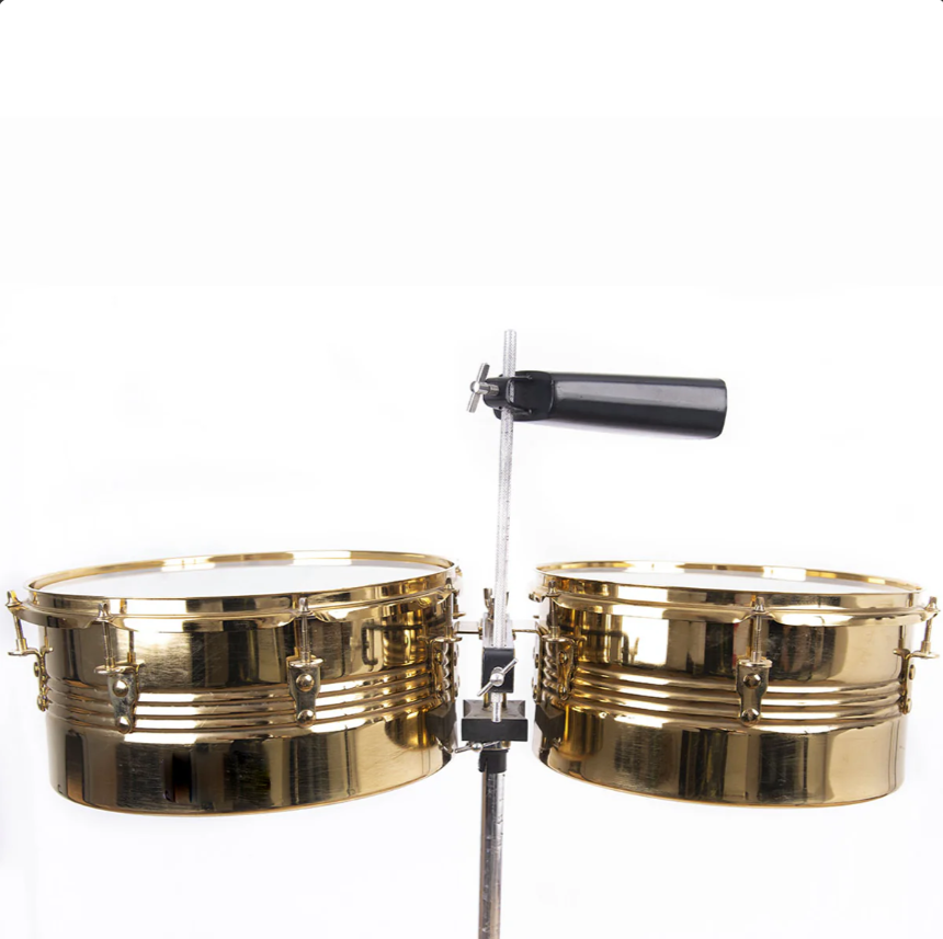 Timbal Latino 13-14 Base + Campana + Jamblock Rojo+ Platillo
