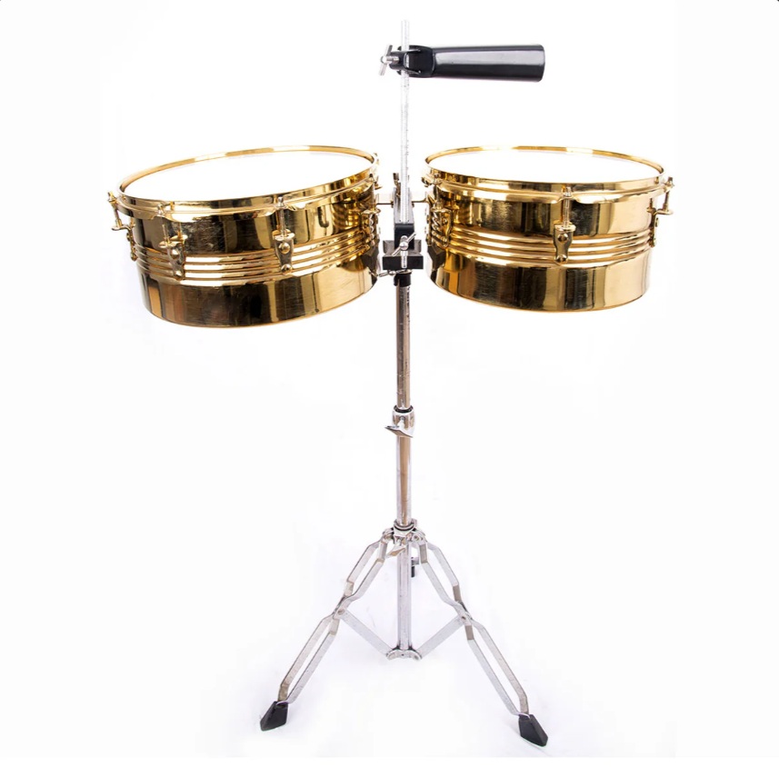 Timbal Latino 13-14 Base + Campana + Jamblock Rojo+ Platillo
