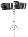 Timbal Latino Boss Cromado 14-15 + Base + Campana + Baquetas
