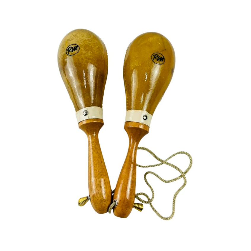 Par De Maracas En Cuero Natural + Estuche
