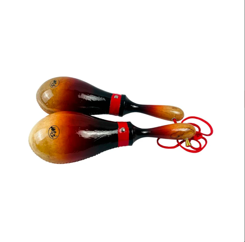 Par De Maracas En Cuero Natural + Estuche
