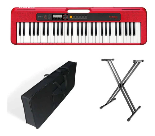 Teclado Organeta Casio Ct-s200 Rojo Adapta + Base + Estuche
