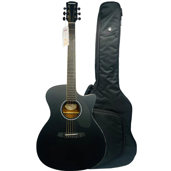 Guitarra Acústica Donner D-105 Negra + Estuche Abullonado
