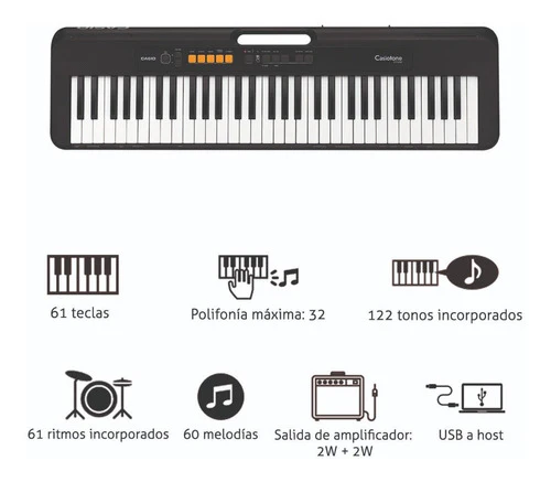 Organeta Casio Ct-s100 5 Octavas +adaptador +base +audifonos
