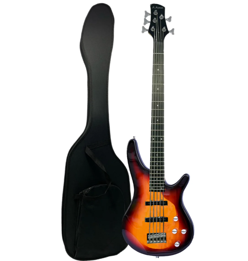 Bajo Electrico Ayson 5 Cuerdas + Estuche Semiduro

