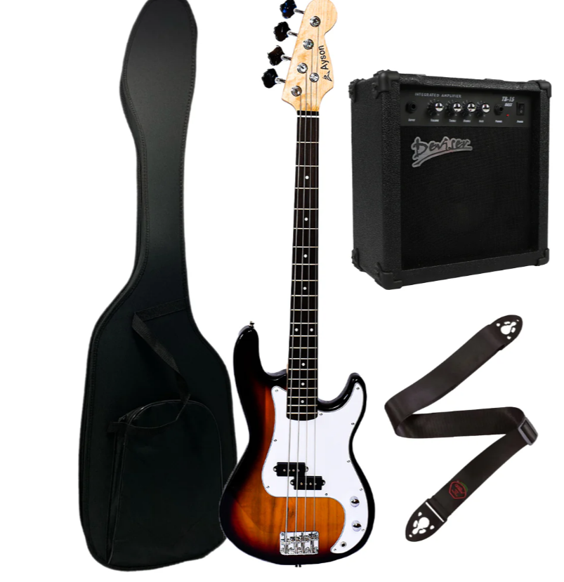 Kit Bajo Electrico + Amplificador Estuche Cable Correa
