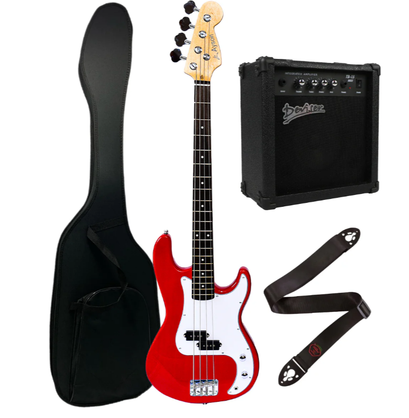 Kit Bajo Electrico + Amplificador Estuche Cable Correa
