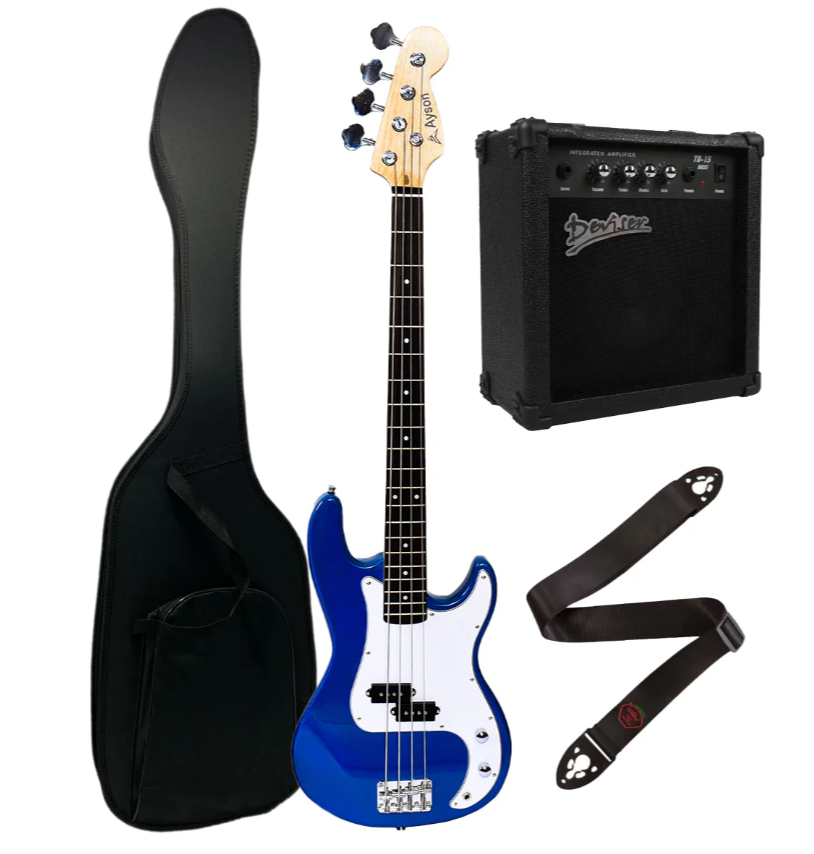 Kit Bajo Electrico + Amplificador Estuche Cable Correa
