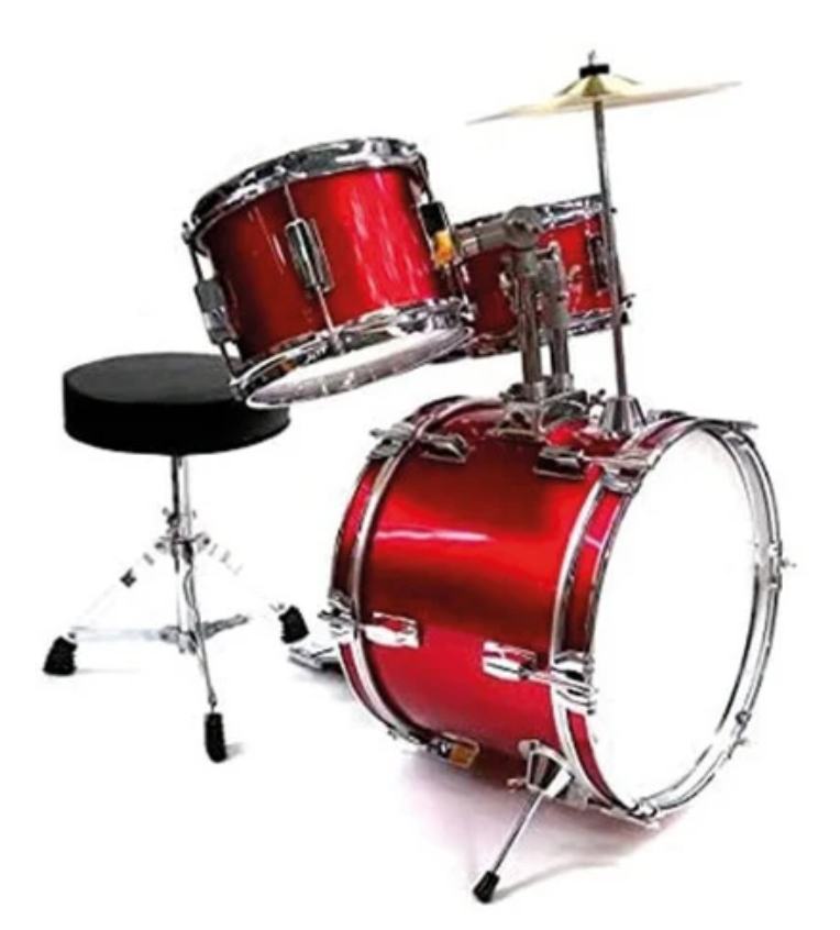 Bateria Acustica Junior Niño 3 Piezas Platillos Silla
