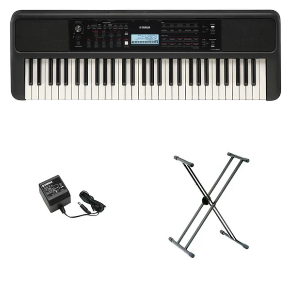 Teclado Organeta Yamaha Psr-e383 Adaptador + Base Doble
