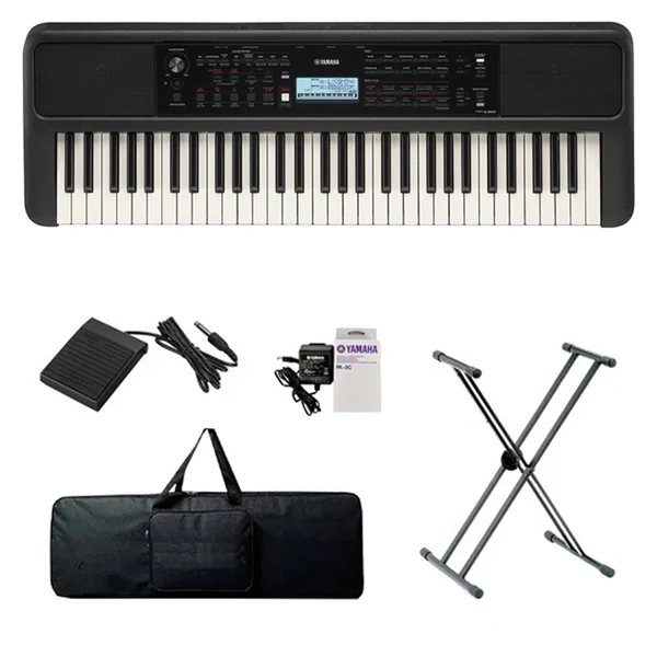 Teclado Organeta Yamaha Psr-e383 Adaptador+base+pedal+forro
