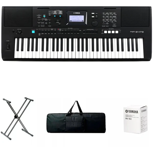 Teclado Yamaha Organeta Psr-e473 + Adaptador + Base + Forro
