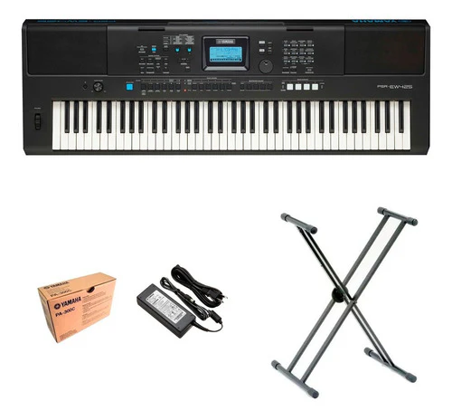 Teclado Yamaha Psr-ew425 Organeta 6 Octavas Adaptador + Base
