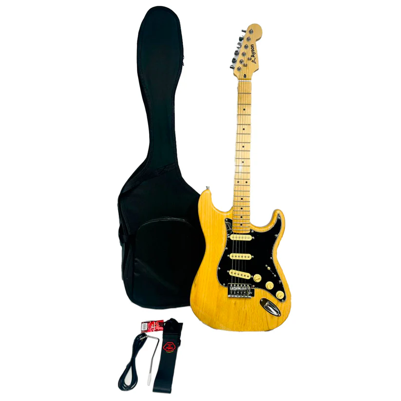 Guitarra Eléctrica Natural 6 Cuerdas Ayson + Estuche-correa
