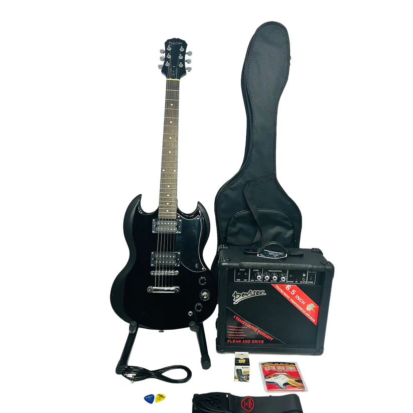 Kit Guitarra Eléctrica Deviser Sg10 Bk + Amplifica + Estuche
