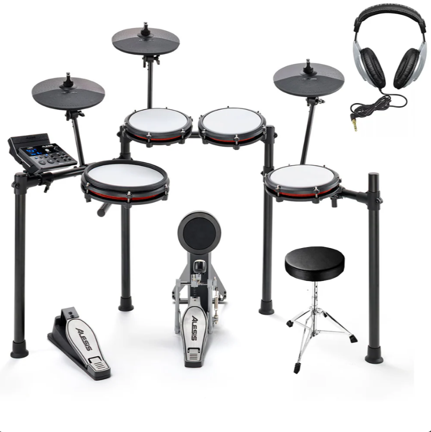Batería Eléctrica Alesis Nitro Maxkitxus + Silla + Audífonos
