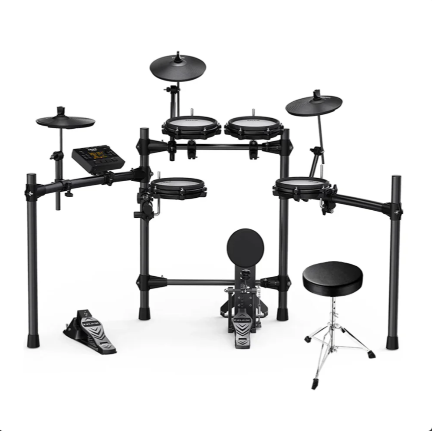 Batería Eléctrica Nux Dm-210 Pads Malla Bombo + Silla
