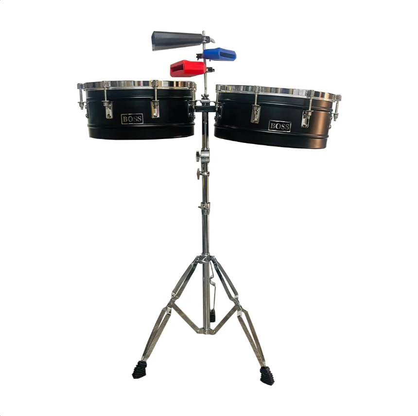 Timbal Latino Boss 14-15 Base + Campana + Jamblock Rojo-azul
