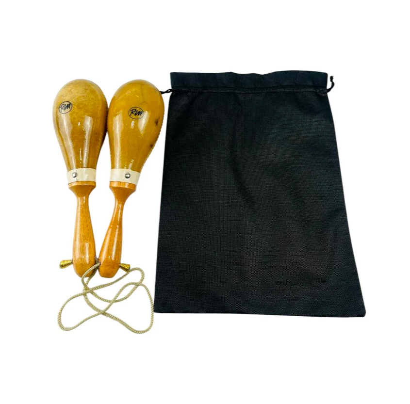Par De Maracas En Cuero Natural + Estuche

