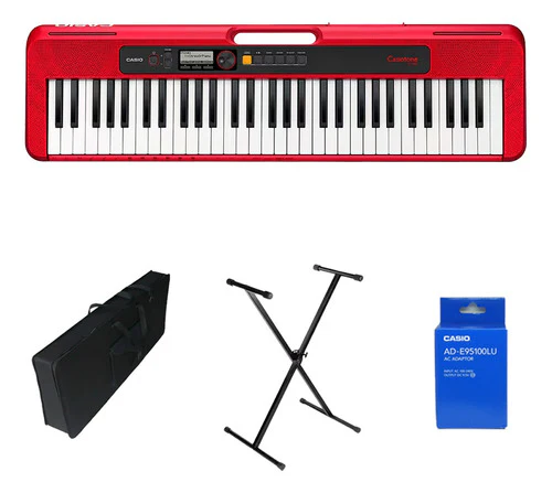 Teclado Organeta Casio Ct-s200 Rojo Adapta + Base + Estuche

