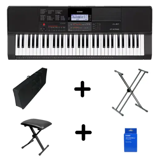Teclado Organeta Casio Ctx700 Adapta + Base + Estuche+ Silla
