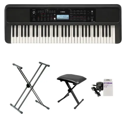 Teclado Organeta Yamaha Psr-e383 + Adaptador + Base + Silla
