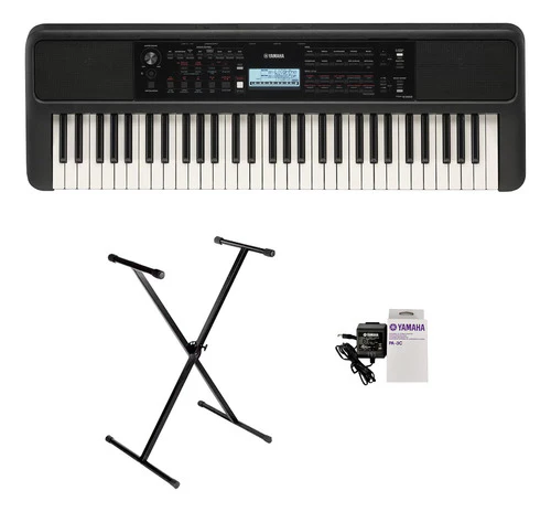 Teclado Organeta Yamaha Psr-e383 Adaptador Original + Base
