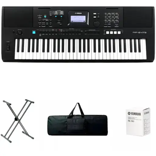 Teclado Yamaha Organeta Psr-e473 + Adaptador + Base + Forro
