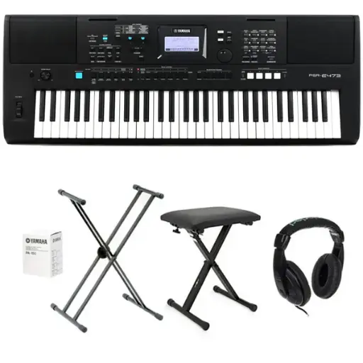 Teclado Yamaha Organeta Psr-e473 Adapta+base+silla+audífonos
