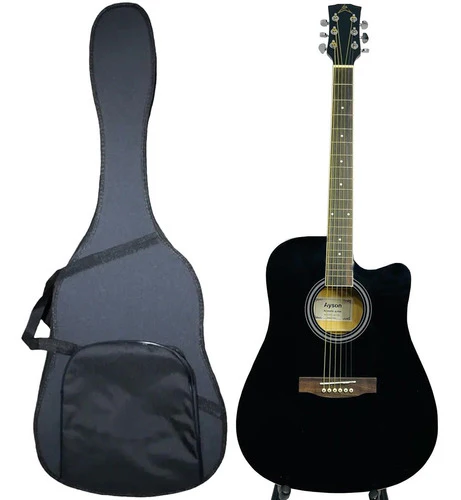 Guitarra Electroacústica Tipo Folk Ayson Cue Acero + Estuche
