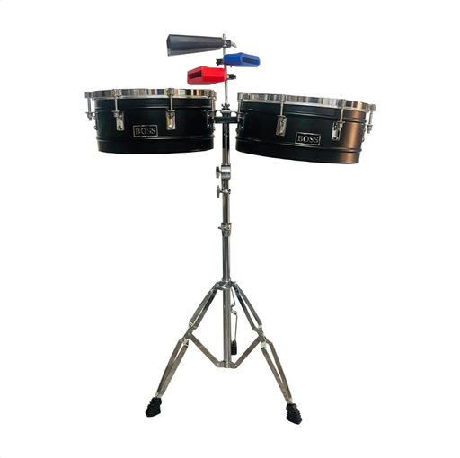 Timbal Latino Boss 14-15 Base + Campana + Jamblock Rojo-azul
